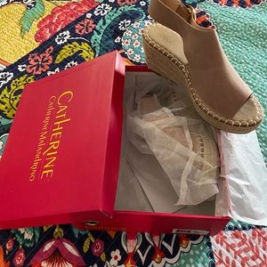 NWOT Blush pink sling back wedge espadrilles!